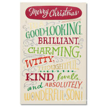 Greetings Gift Christmas Card for Son with Foil Gold Glitter Card